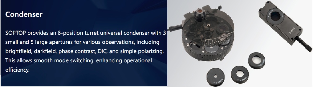 BM-R eight-position universal condenser with brightfield, darkfield, phase contrast and DIC inserts